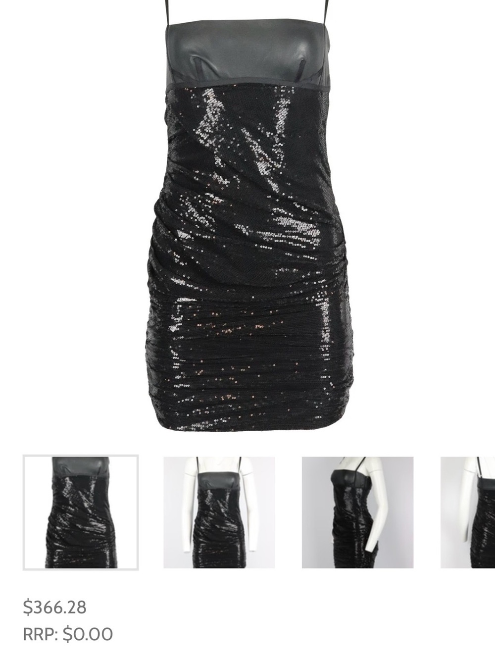 Alexander Wang Black Leather-Trim Sequin Mini Dress